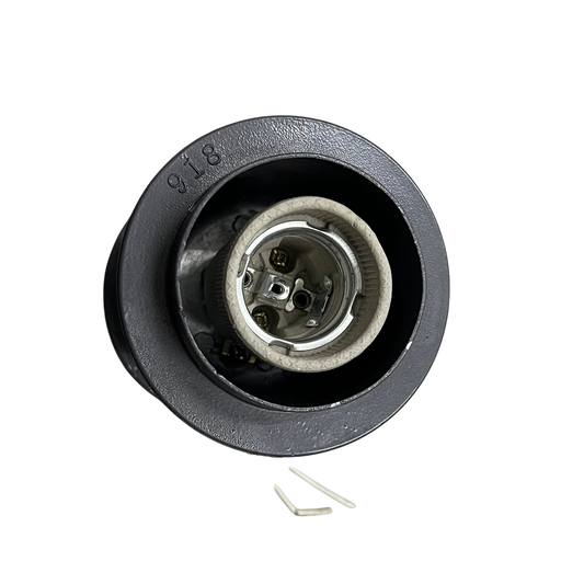 E27 Lamp Socket 5A 220V ceramic bulb holder in black mounting cup for lighting installation and fixtures