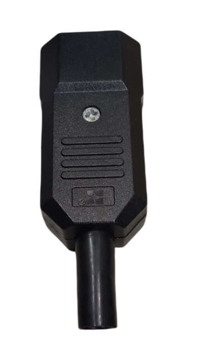 Industrial IEC C14 plug replacement in black, designed for electrical circuitry applications