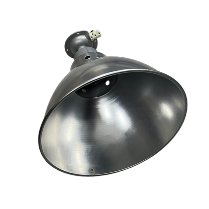 Biglite and Omni 12 Inch aluminum reflector with E27 socket. Industrial pendant fixture in brushed aluminum finish