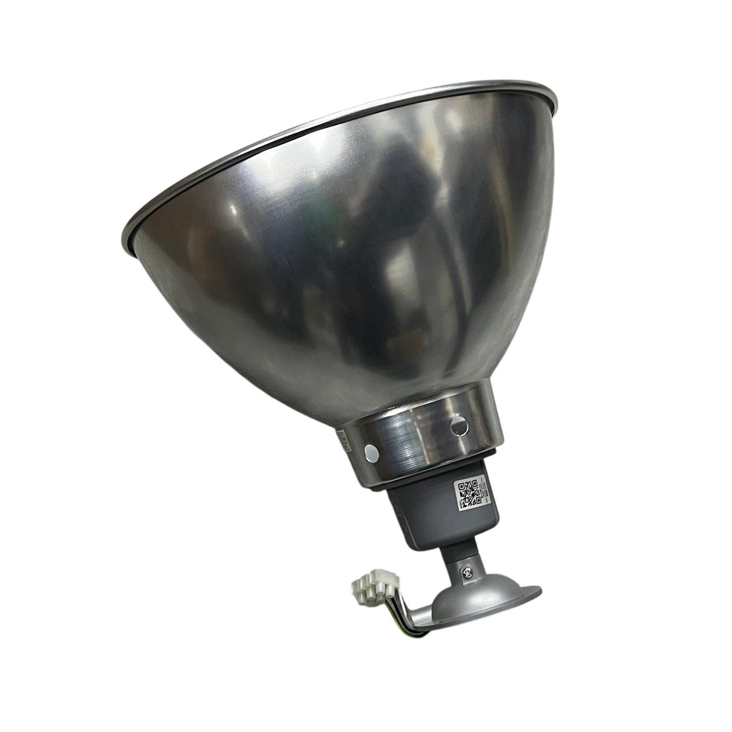 12 Inch aluminum reflector with E27 socket. Biglite Omni industrial reflector with mounting bracket and wiring