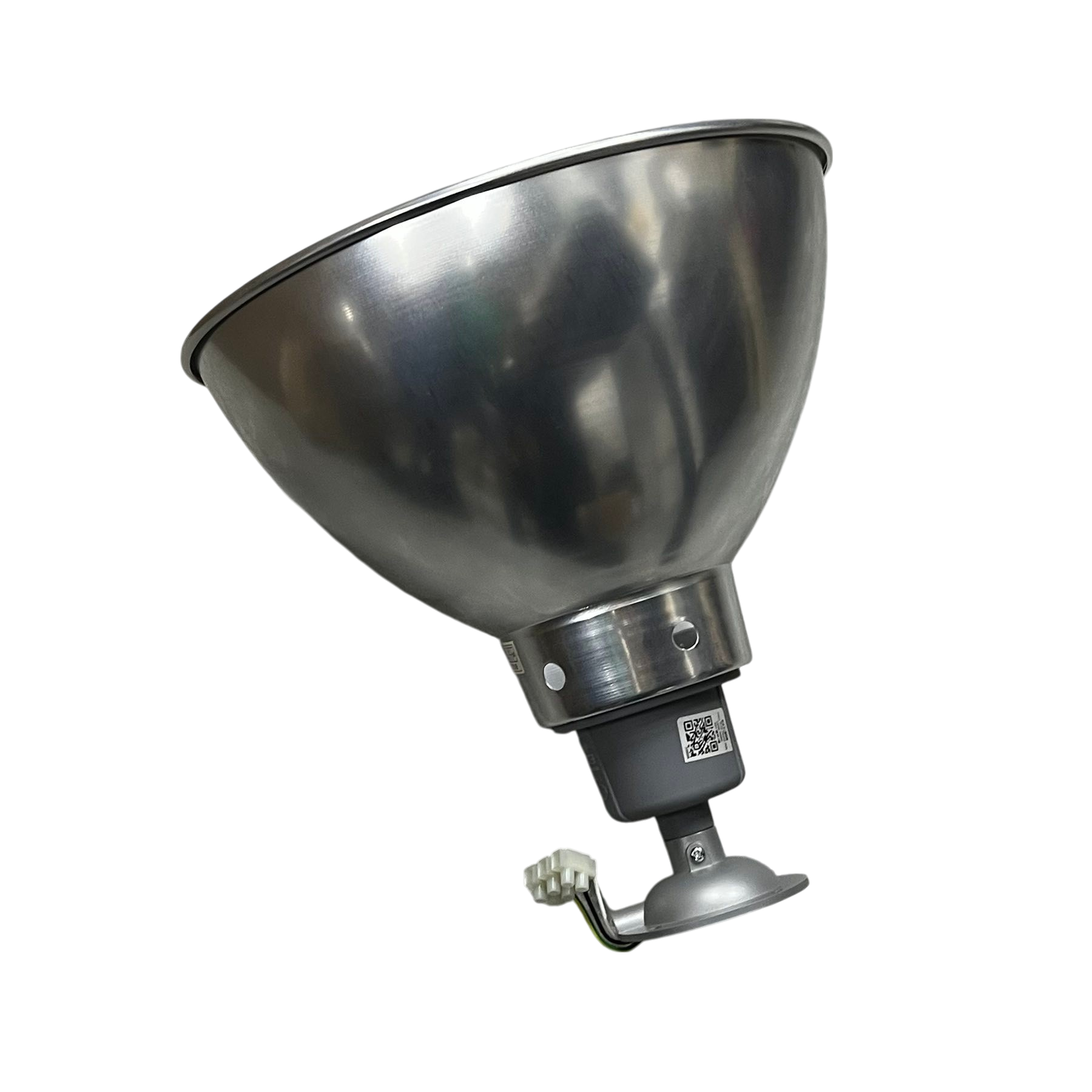 12 Inch aluminum reflector with E27 socket. Biglite Omni industrial reflector with mounting bracket and wiring