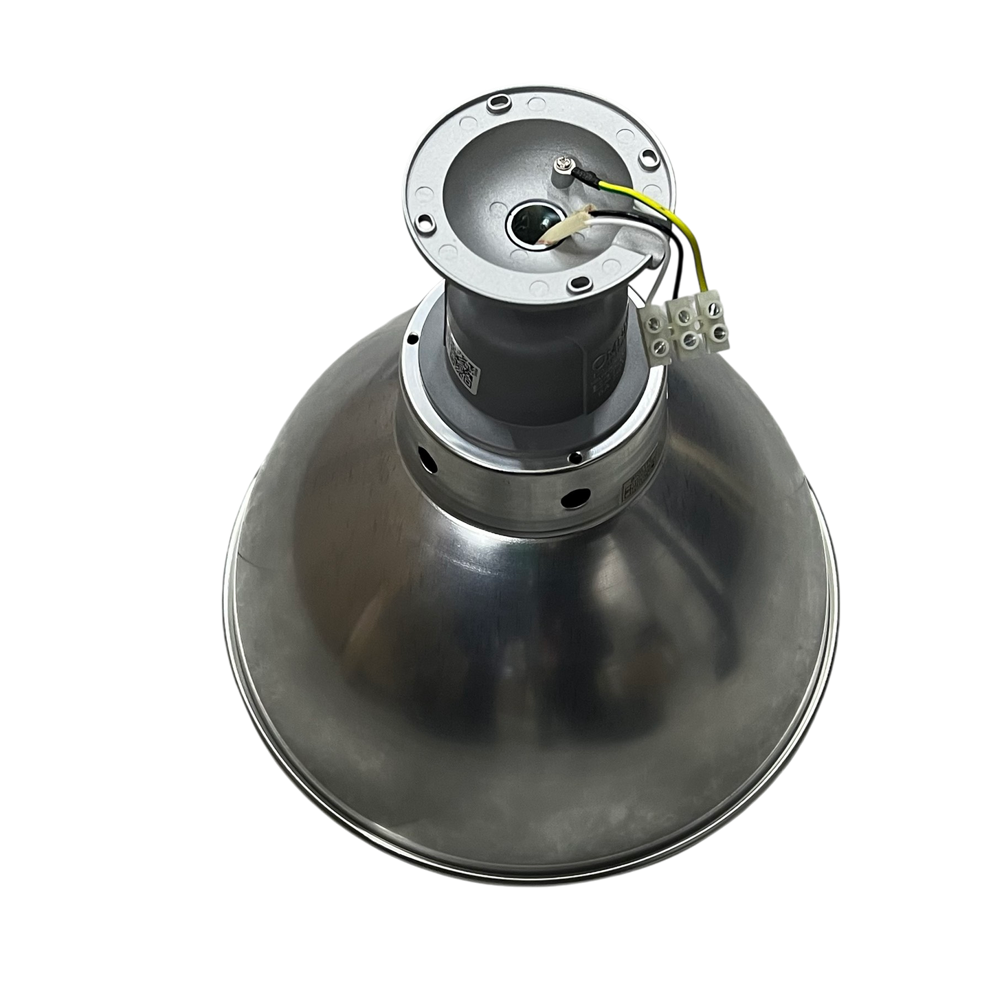 12 Inch aluminum reflector with E27 socket. Biglite and Omni industrial high bay reflector showing wiring