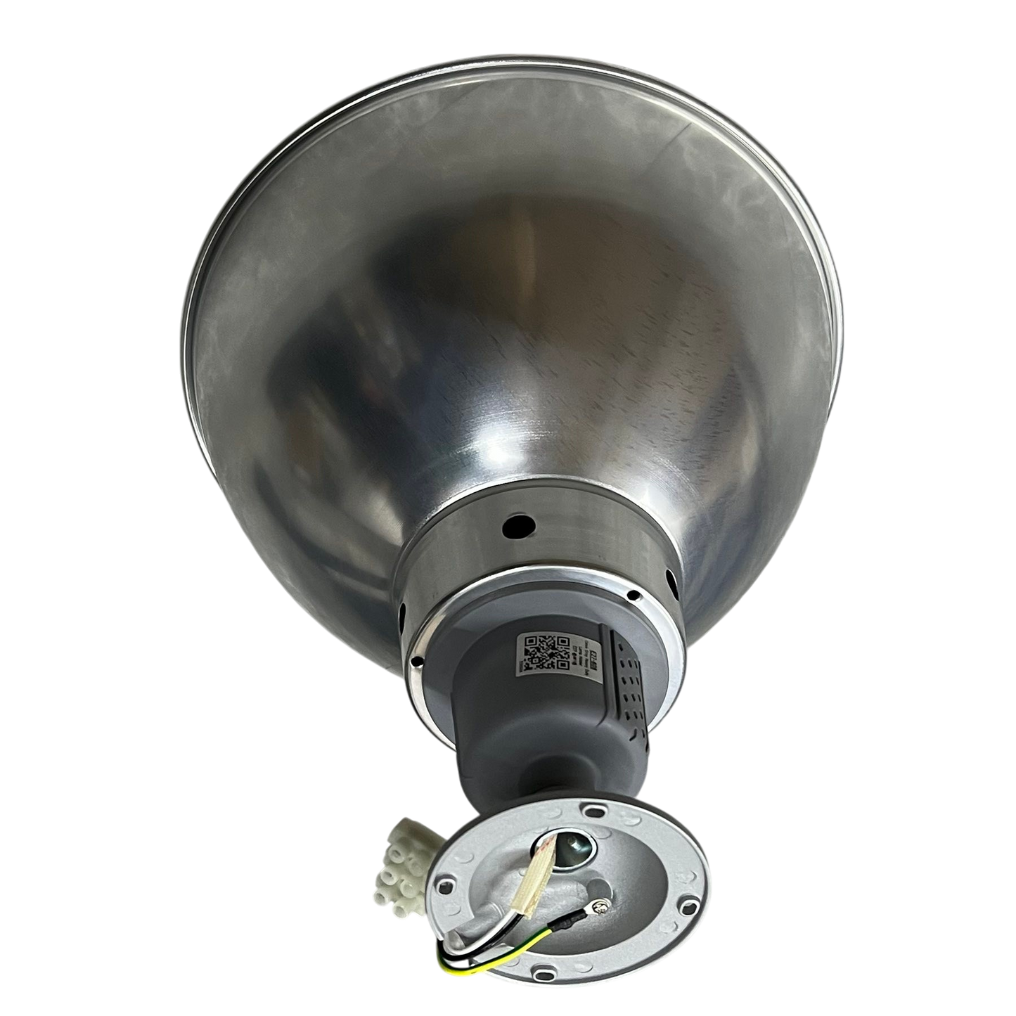 Biglite and Omni 12 Inch aluminum reflector with E27 socket. Industrial pendant reflector with mounting plate and wiring