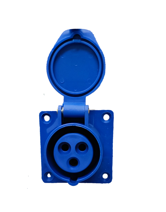 Grippes Industrial Outlet 16A Chassis blue power socket with protective flip cover