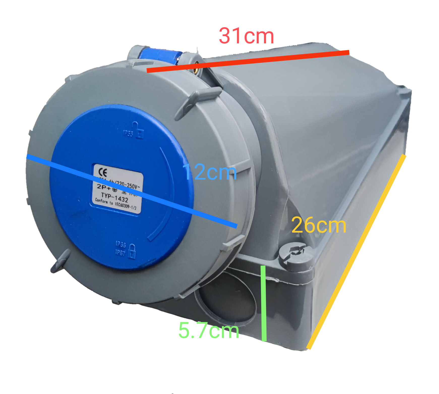 Grippes industrial outlet 220v 125 amp 3 Pins with durable casing and user-friendly design