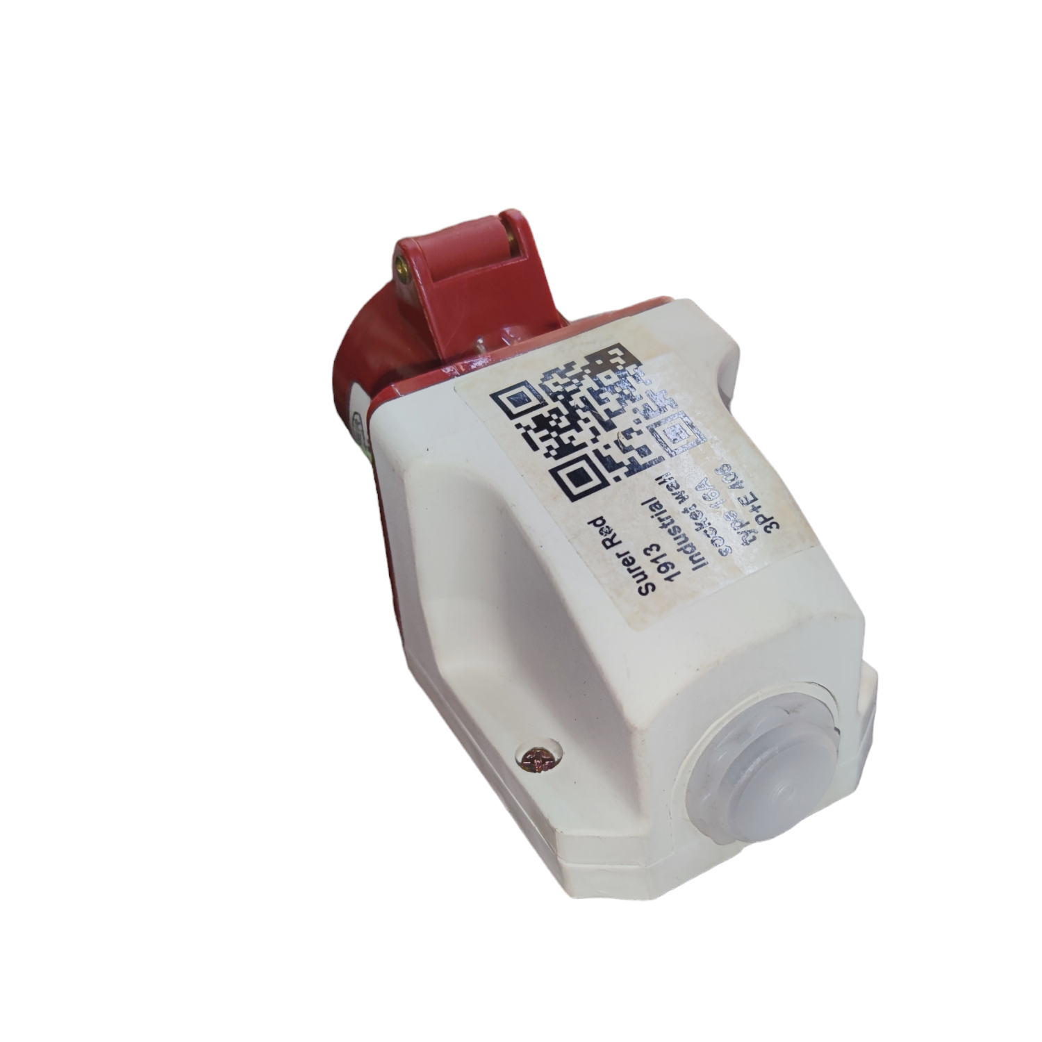 Surer Industrial Outlet 6h 4P electrical plug with white casing and red connector for heavy-duty use