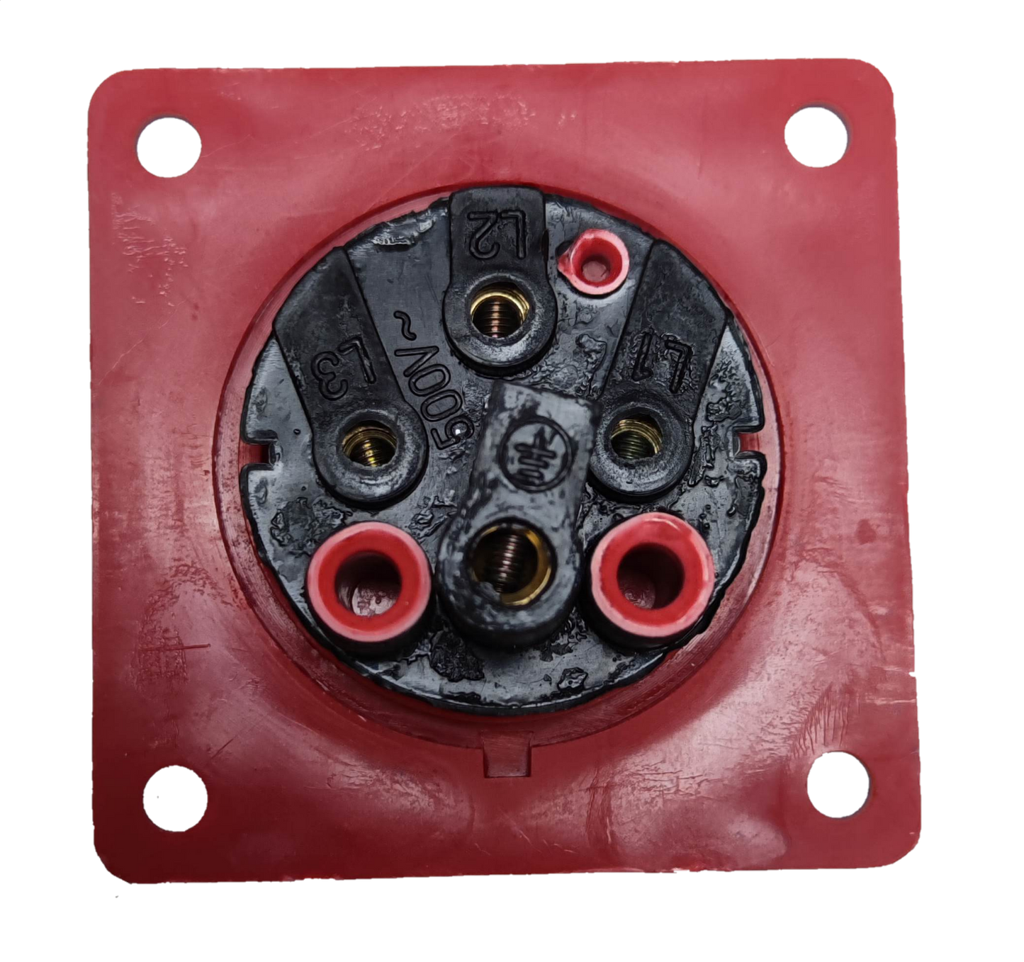 Grippes industrial outlet chassis 16A in red and black for electrical circuitry and parts