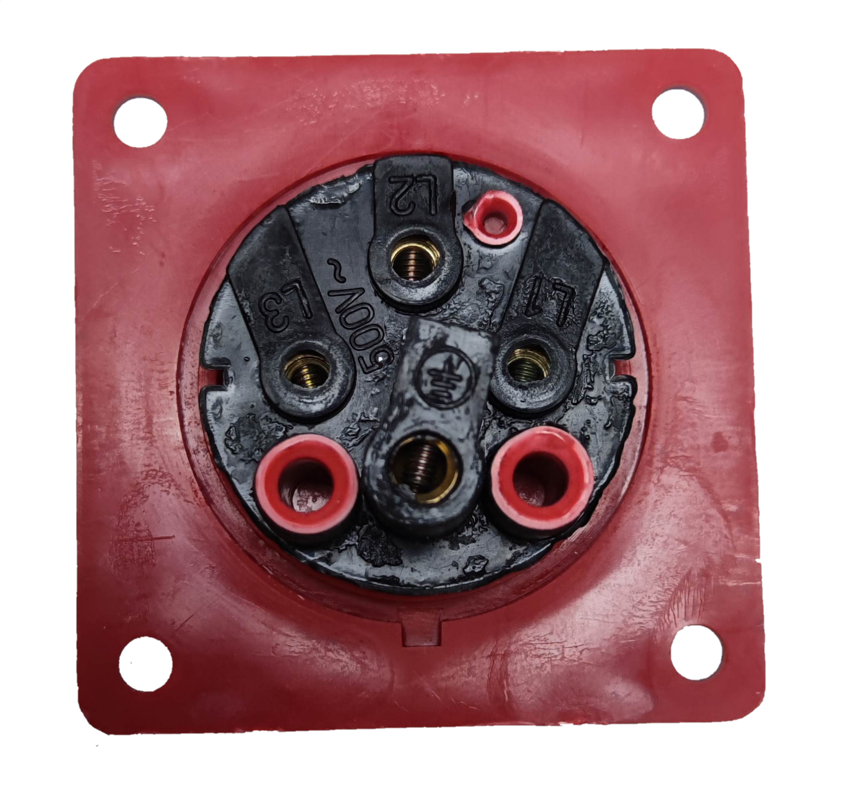 Grippes industrial outlet chassis 16A in red and black for electrical circuitry and parts