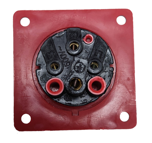 Grippes industrial outlet chassis 16A in red and black for electrical circuitry and parts