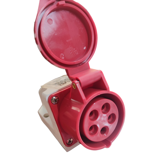Surer red industrial outlet cord wall type with protective cover and four socket holes