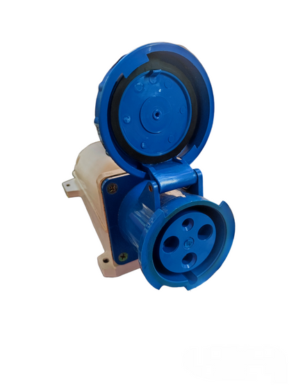 Surer Industrial Outlet Wall Type 1912 blue electrical socket with protective cover open