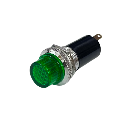 Grippes panel mount Pilot Light 16mm 220V GREEN indicator with chrome bezel and solder terminal