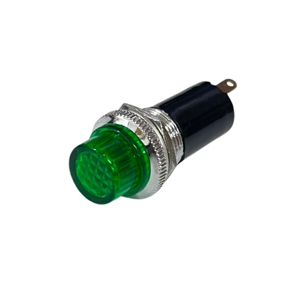 Grippes panel mount Pilot Light 16mm 220V GREEN indicator with chrome bezel and solder terminal