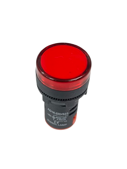 Grippes Pilot light 24V DC RED 22mm industrial panel mount red indicator light with threaded body