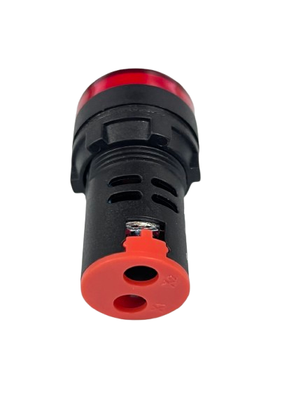Grippes Pilot light 24V DC RED 22mm red lens with black housing and rear terminal cap for control panels
