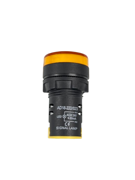 Grippes Pilot light 24V DC YELLOW 22mm industrial signal lamp with black body for control panels