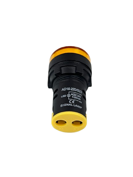 Grippes Pilot light 24V DC YELLOW 22mm LED signal lamp with yellow lens and two pin rear connector