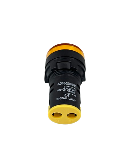Grippes Pilot light 24V DC YELLOW 22mm LED signal lamp with yellow lens and two pin rear connector