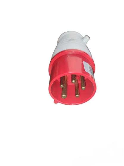 Surer Industrial Plug #015 6h-240V-415V red and white electrical connector with five brass pins
