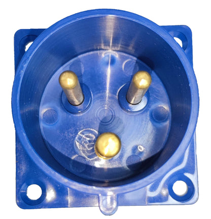 Grippes industrial plug chassis type 32A IEC309 blue electrical connector with three brass pins
