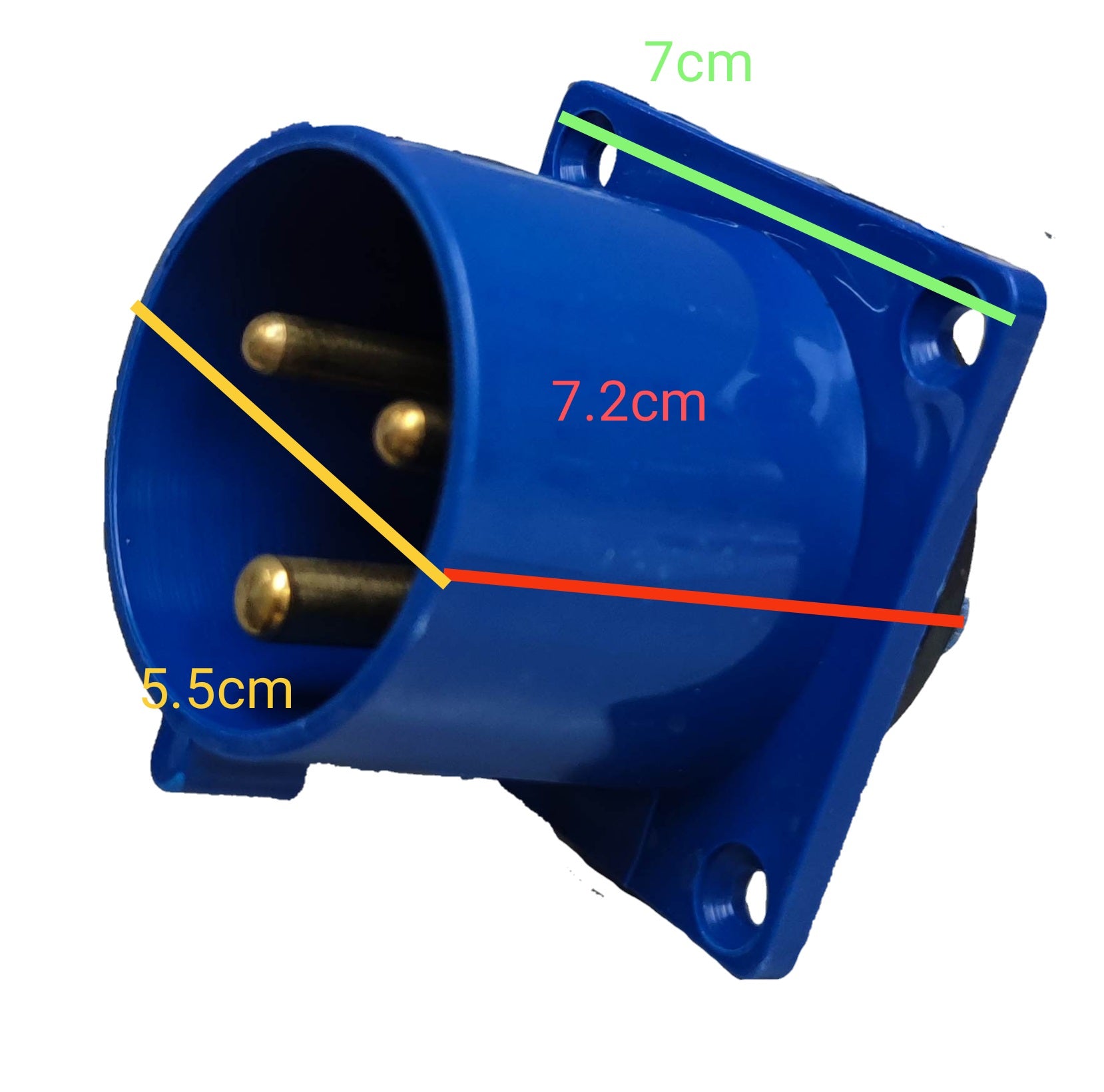 Grippes industrial plug chassis type 32A IEC309 blue electrical connector with dimensions