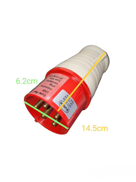Surer Industrial Plug No. 025 240-415VAC white and red electrical connector with metal pins