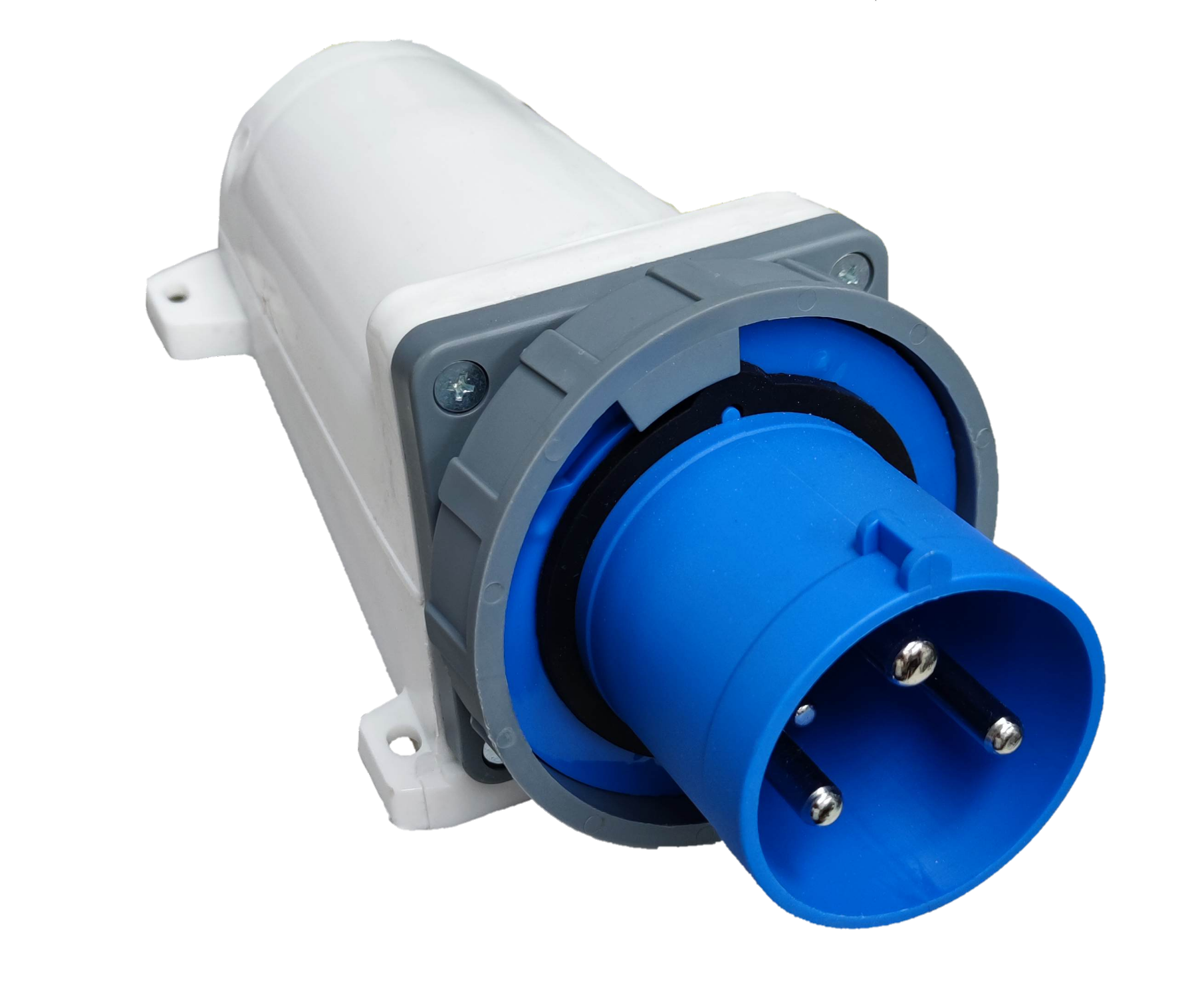 Grippes Industrial Plug Wall Type 63a 3 Pins with blue connector and white casing