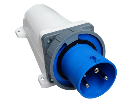 Grippes Industrial Plug Wall Type 63a 3 Pins with blue connector and white casing