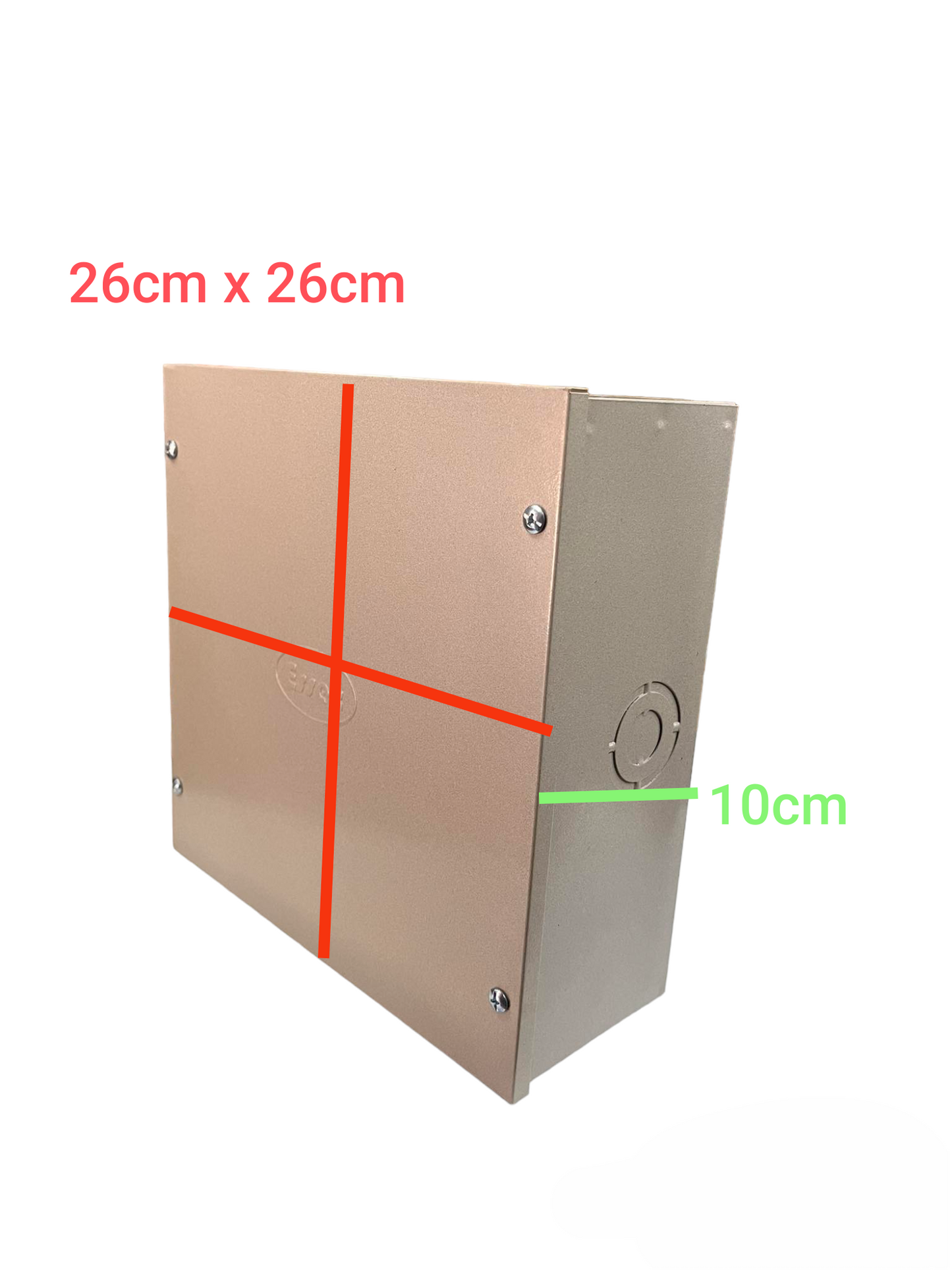 Local industrial pull box 0.65mm thickness with dimensions 26cm by 26cm by 10cm metal construction