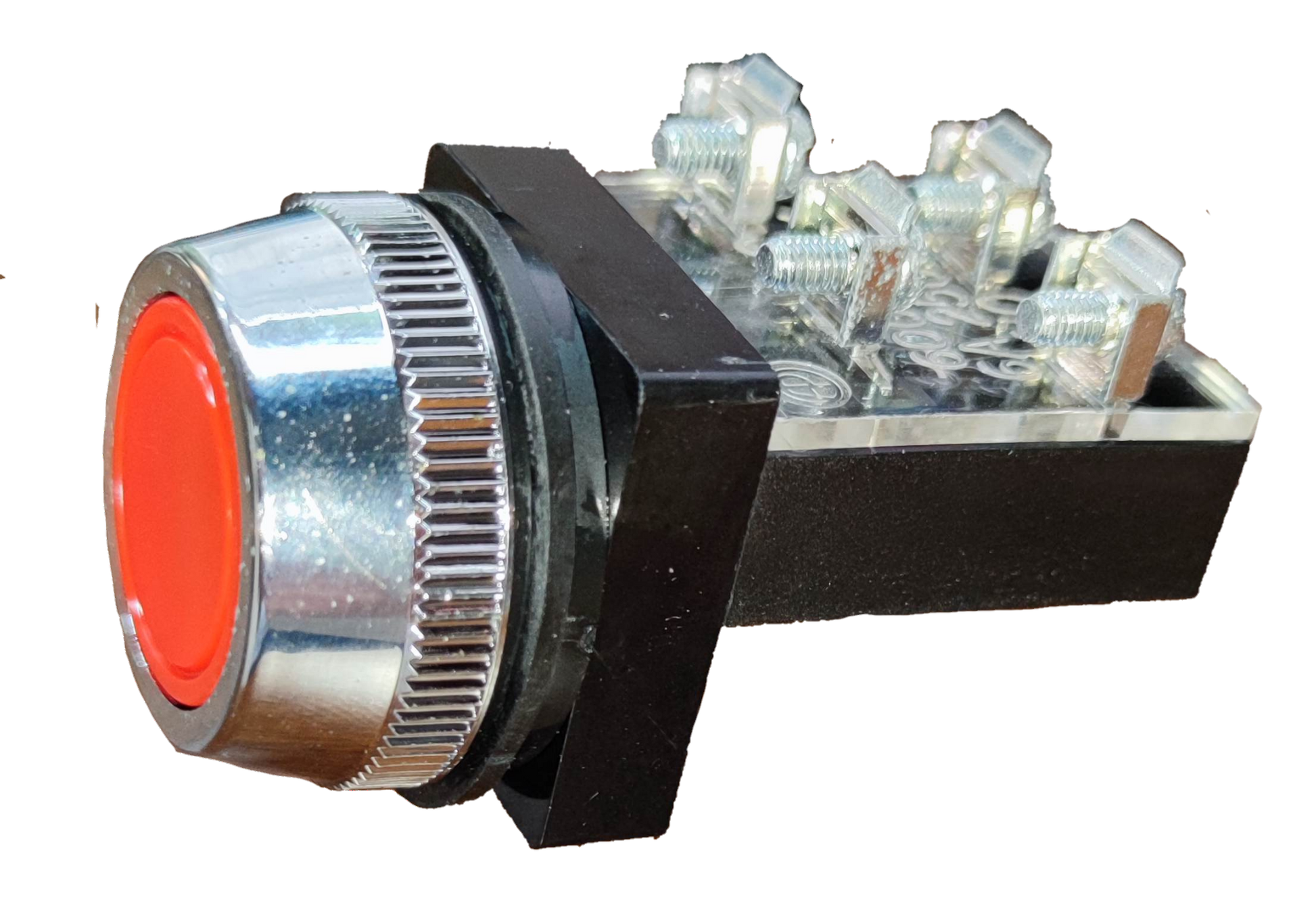 Grippes red push button switch 30mm with metal bezel and screw terminal block for control panels