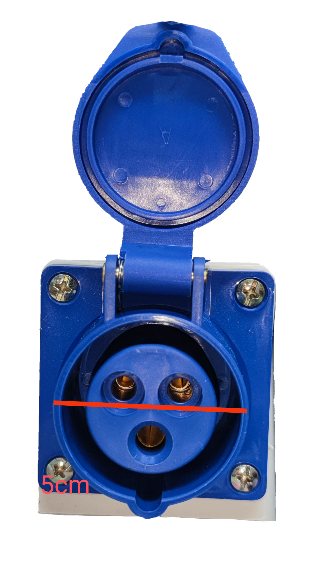 Grippes industrial wall outlet 16A blue power point with protective cover and three pin sockets