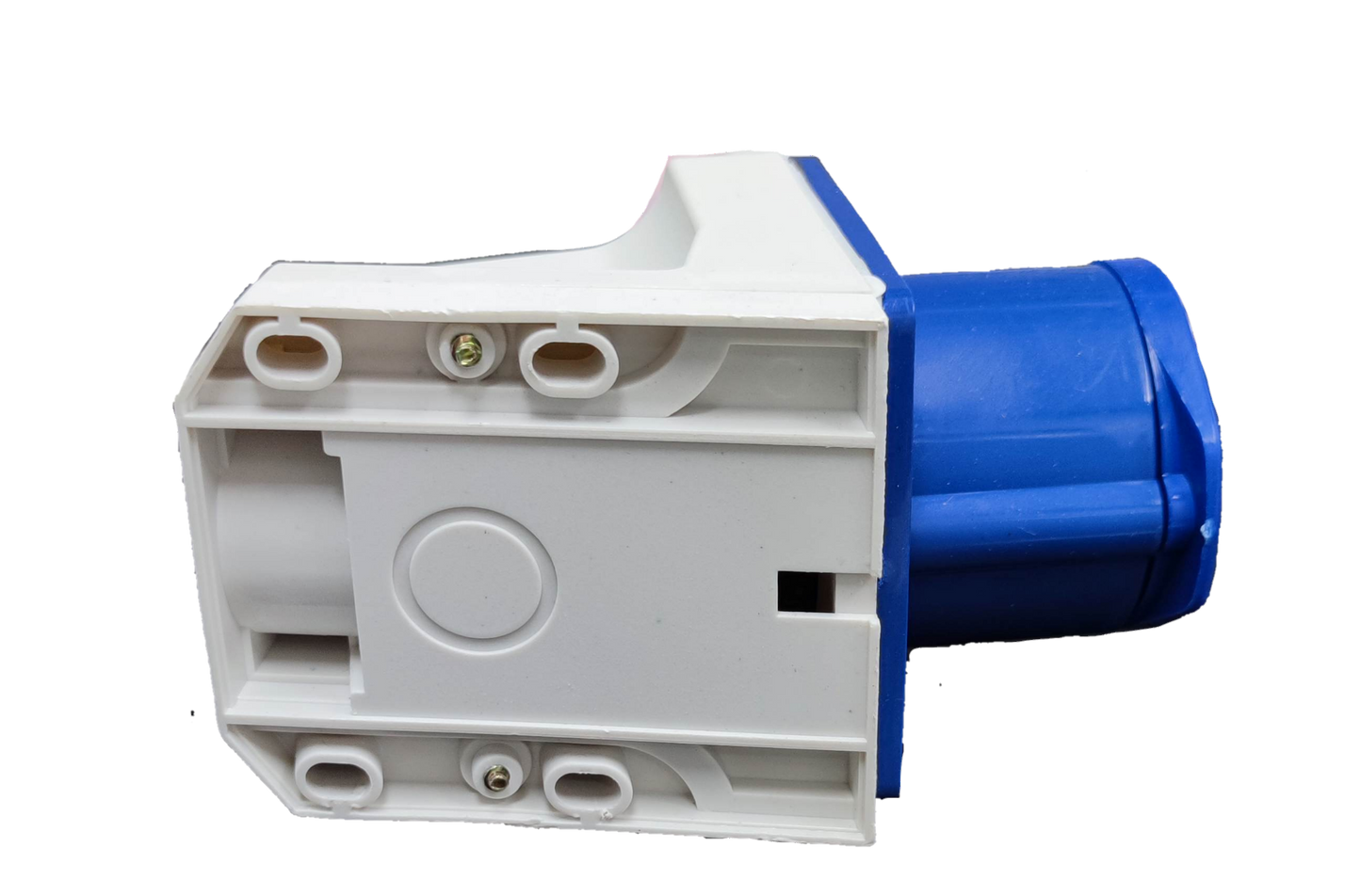 Grippes industrial wall outlet 16A in white and blue for heavy-duty power connections