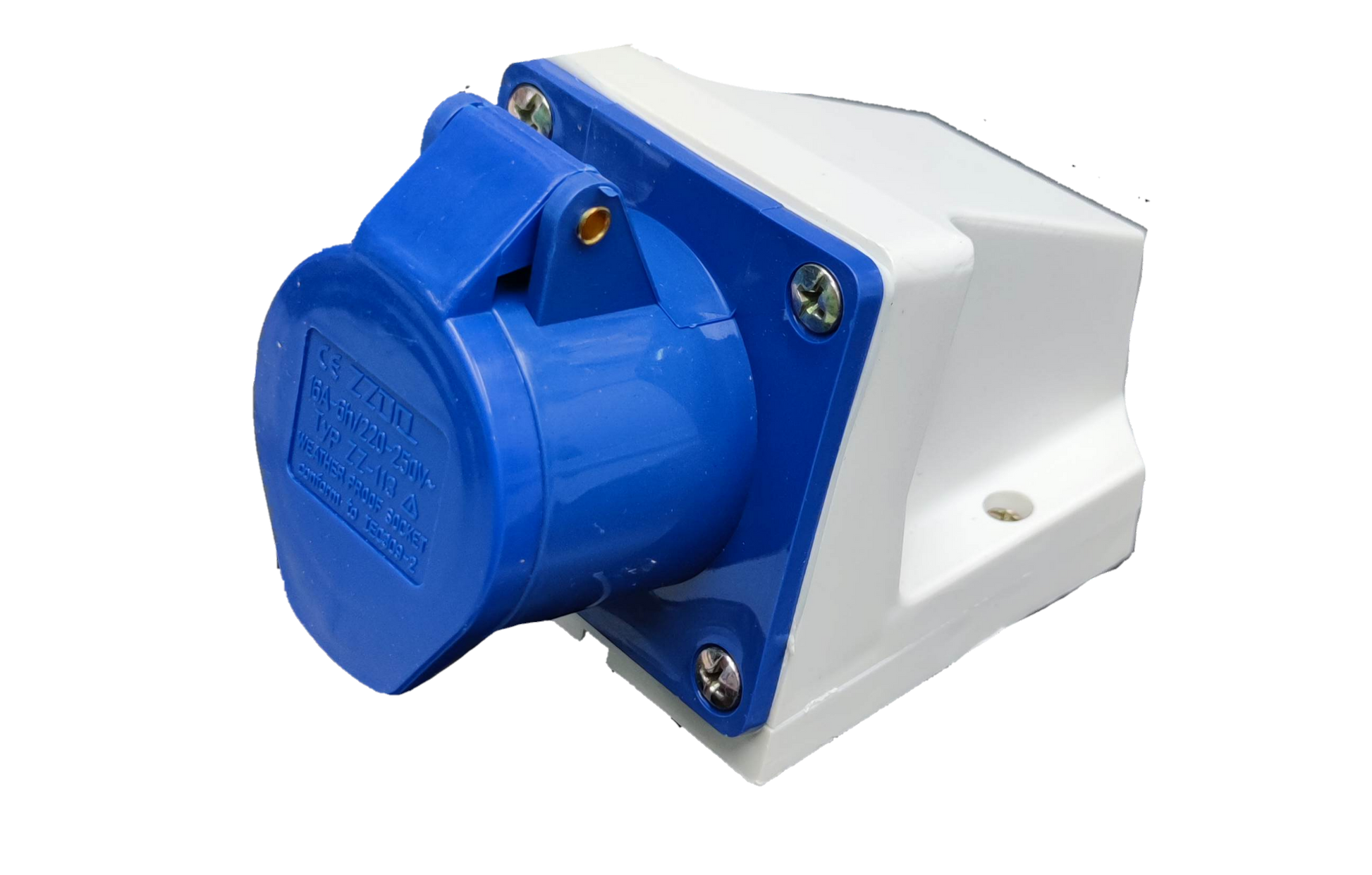 Grippes industrial wall outlet 16A with blue protective cover for power points and switches