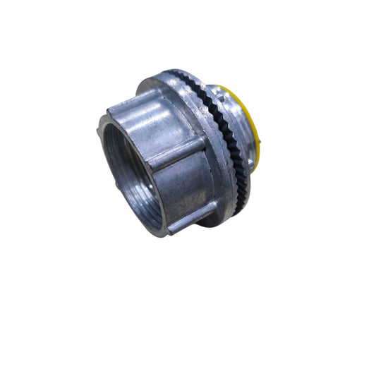 China pipes and hoses accessory Water Tight Hub 40mm zinc conduit connector with threaded body and yellow sealing gasket
