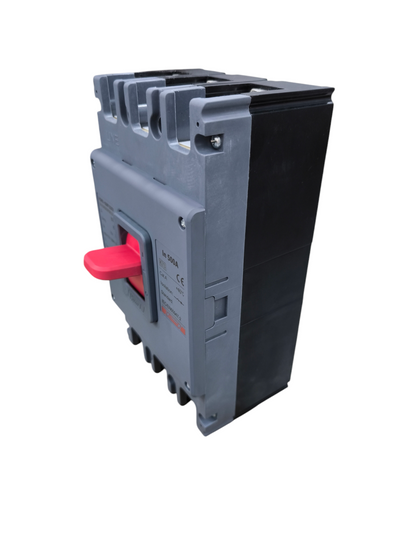 Himel 500A 3Pole Industrial Circuit Breaker with red switch for electrical safety and overload protection