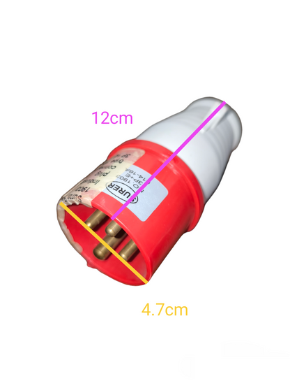 Surer 220V AC Industrial Plug with red and white casing and three brass pins