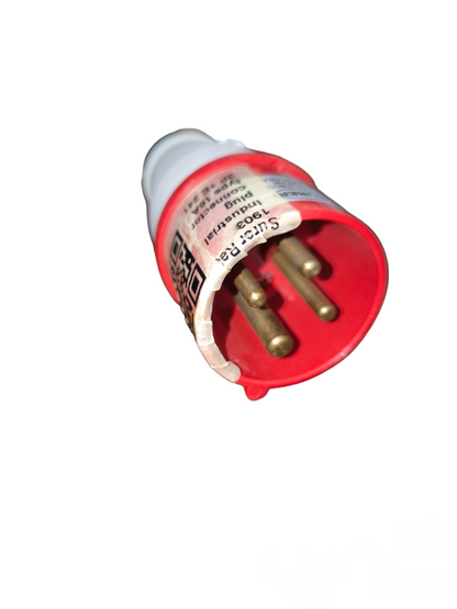 Surer 220V AC Industrial Plug with three brass prongs for heavy-duty electrical connections