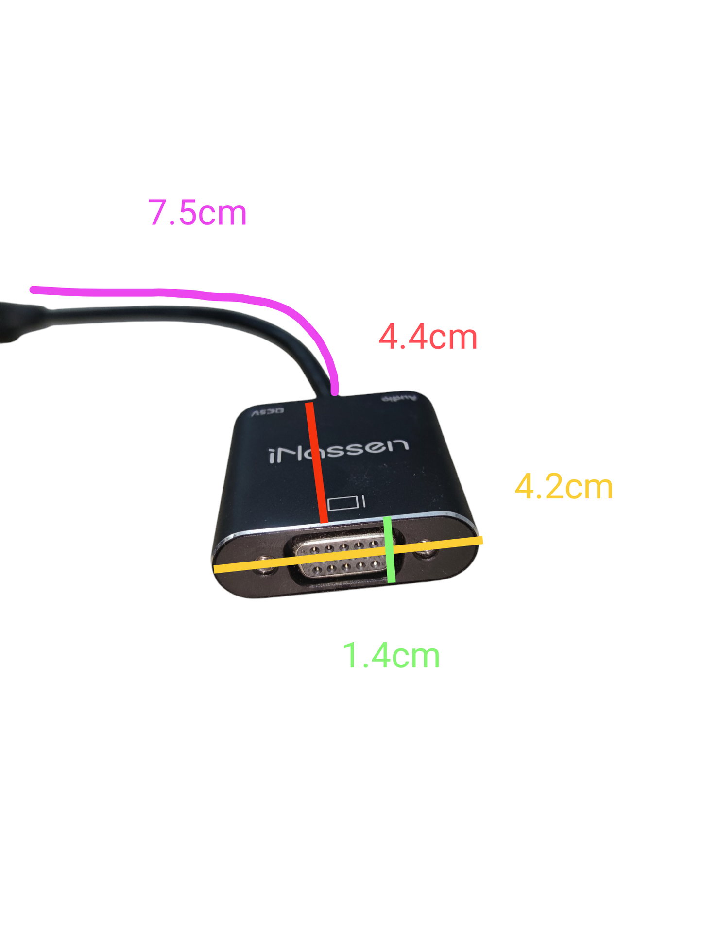 Black Plug 1.4V to VGA Outlet Converter adapter cable from China with compact design
