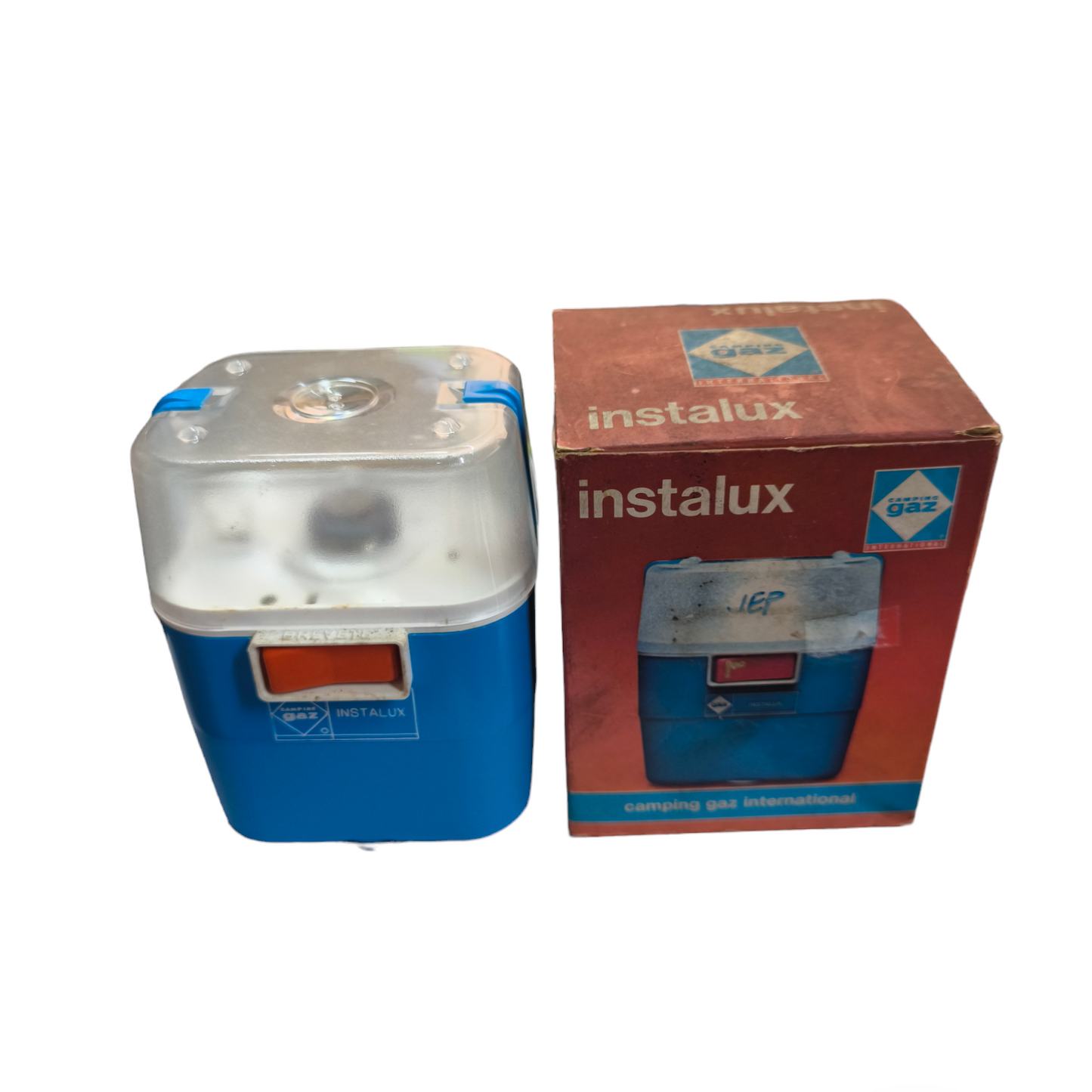 Instalux Camping Gas International Vintage blue lantern with original packaging box