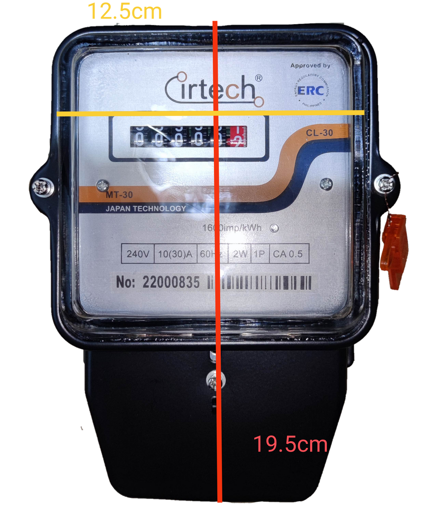 Cirtech KWH meter single phase analog electricity meter with clear plastic cover and black mounting base