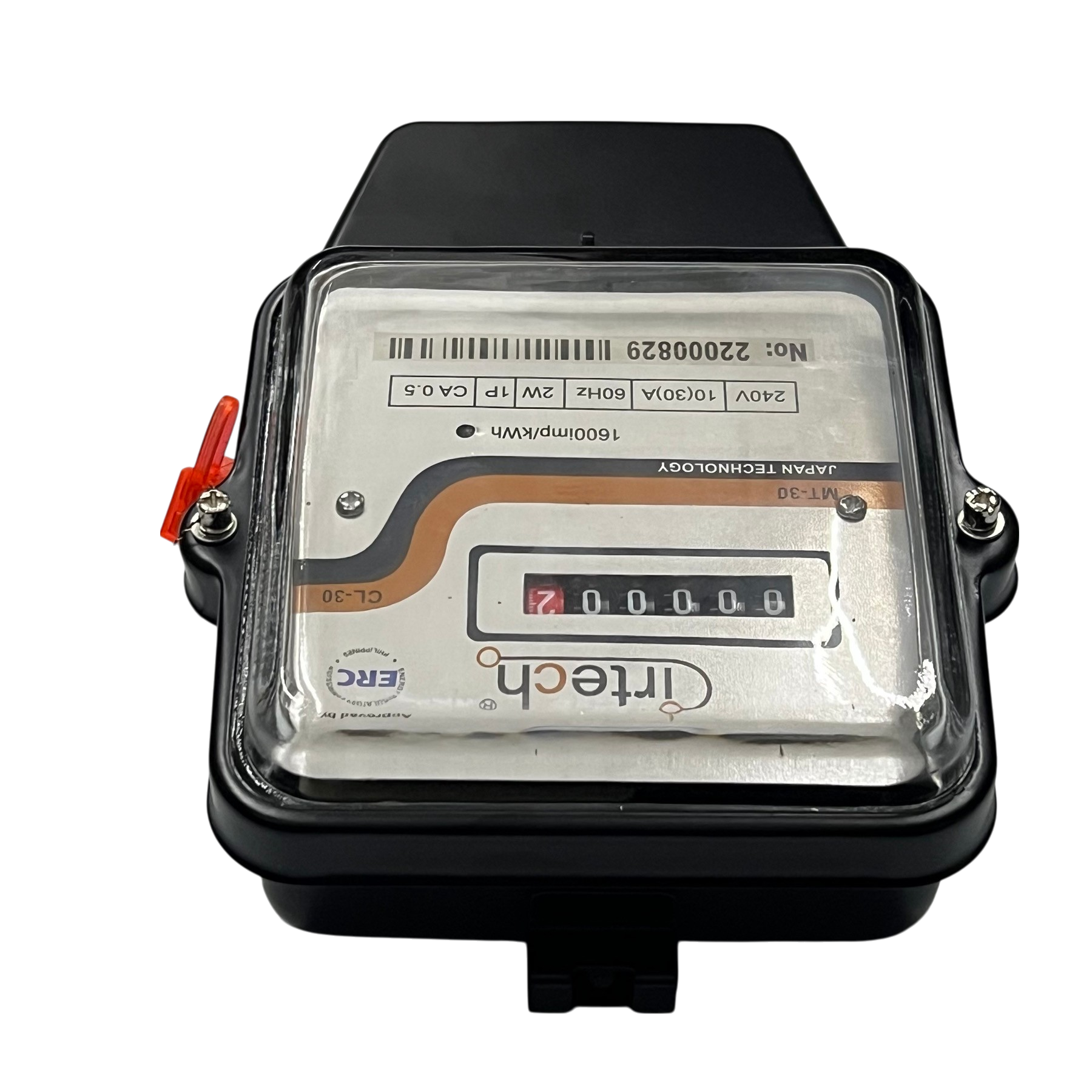 Cirtech KWH meter single phase analog mechanical electricity meter with clear plastic cover and black housing