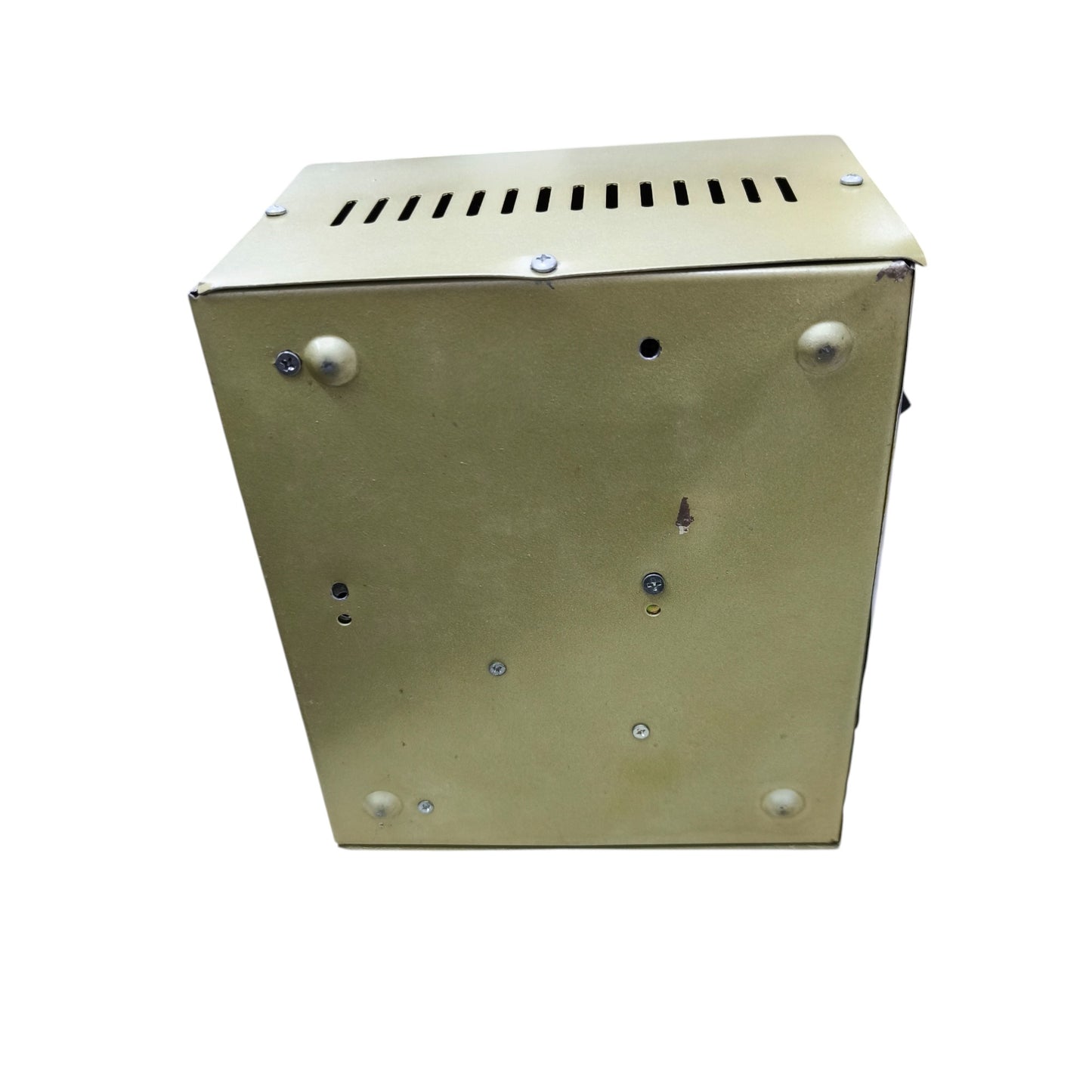 Izuki 350W automatic voltage regulator beige vented metal casing with mounting feet and screws