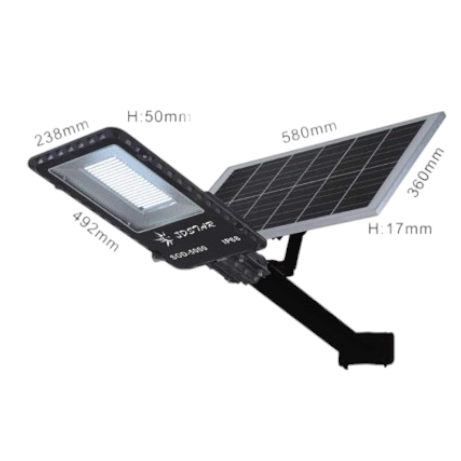 Solar street lamp IP65- JD Star with adjustable solar panel and LED light for outdoor lighting