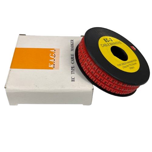 500pcs Cable Marker Red - K with dispenser for organized cable management