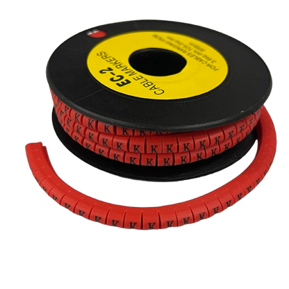 500pcs Cable Marker Red - K on a spool for effective cable organization and labeling