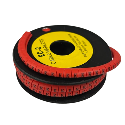 500pcs Cable Marker Red - K on a spool for organized cable management and easy identification