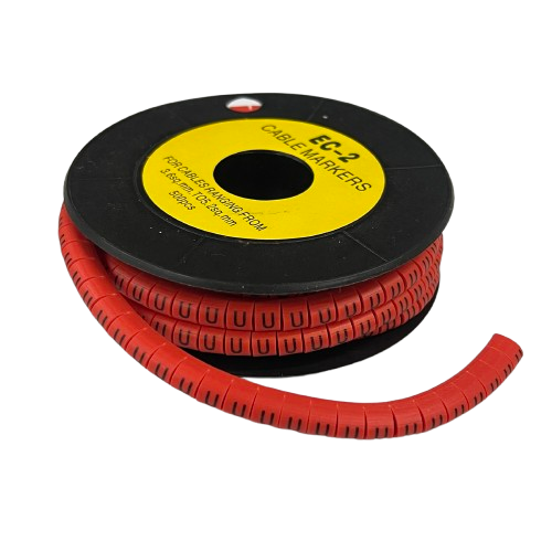500pcs Cable Marker Red - U on a spool for organized cable management solution
