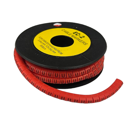 500pcs Cable Marker Red - U on a spool for organized cable management solution