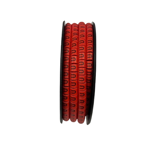 500pcs Cable Marker Red - U for effective organization of electrical cables and wires.