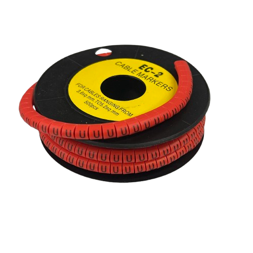 Grippes 500pcs Cable Marker Red - U for organized cable management and easy identification
